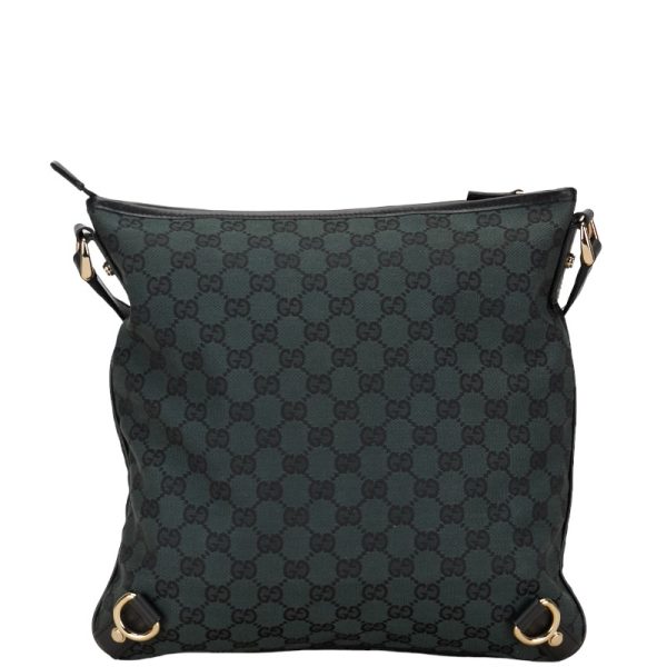 1 0152386 3 Gucci GG Canvas Abbey Shoulder Bag Black Leather