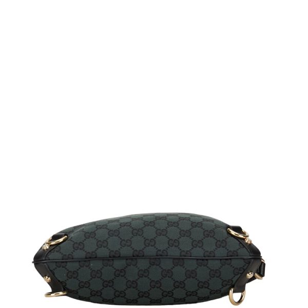 1 0152386 4 Gucci GG Canvas Abbey Shoulder Bag Black Leather