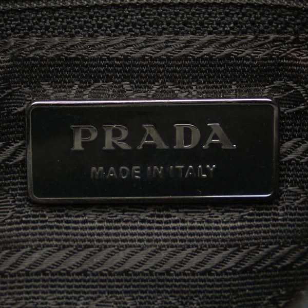 1 0152449 7 PRADA Triangle Logo Plate Tessuto Shoulder Bag Black