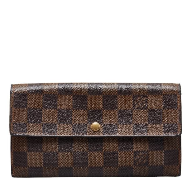 1 0152620 1 Louis Vuitton Damier Portomone Credit Long Wallet N61726 Ebene Brown