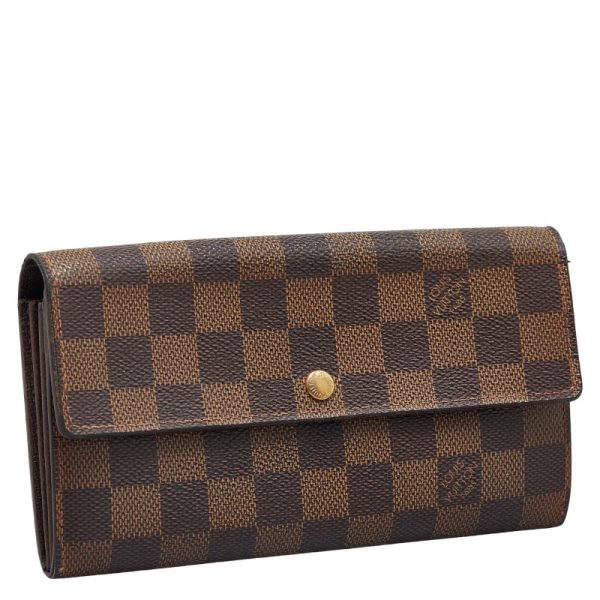 1 0152620 2 Louis Vuitton Damier Portomone Credit Long Wallet N61726 Ebene Brown