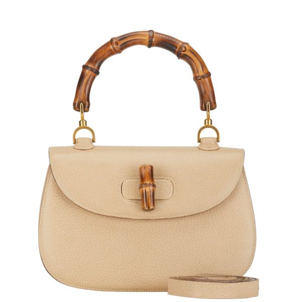 1 0152771 1 Gucci Bamboo Handbag Shoulder Bag 2WAY Beige Leather