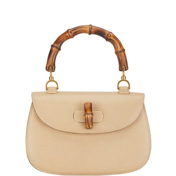 1 0152771 2 Gucci Bamboo Handbag Shoulder Bag 2WAY Beige Leather