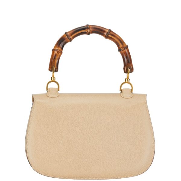 1 0152771 4 Gucci Bamboo Handbag Shoulder Bag 2WAY Beige Leather