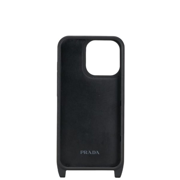 1 0152860 4 Prada Triangle Logo Plate Iphone Case Smartphone Case Black Leather