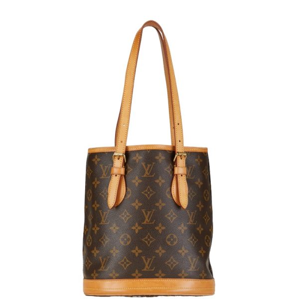 1 0152935 1 Louis Vuitton Monogram Petit Bucket PM Shoulder Bag Brown