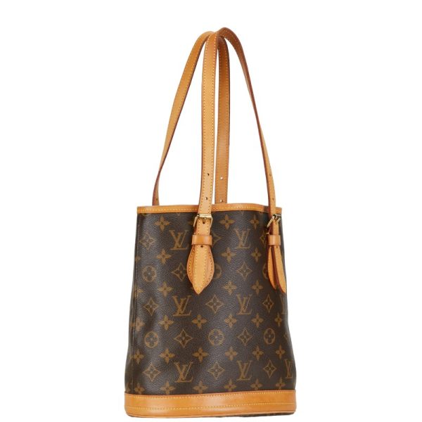 1 0152935 2 Louis Vuitton Monogram Petit Bucket PM Shoulder Bag Brown