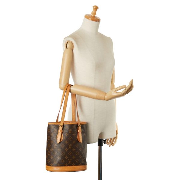 1 0152935 9 Louis Vuitton Monogram Petit Bucket PM Shoulder Bag Brown