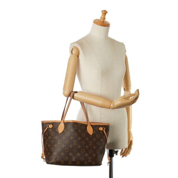 1 0152966 9 Louis Vuitton Monogram Neverfull PM Handbag Tote Bag M41245 Brown PVC Leather