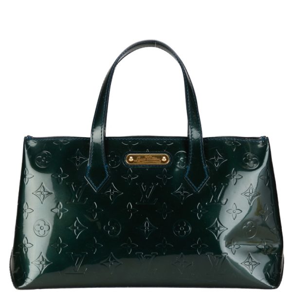 1 0152984 1 Louis Vuitton Monogram Vernis Wilshire PM Handbag M93684 Blue Nuit Green Patent Leather