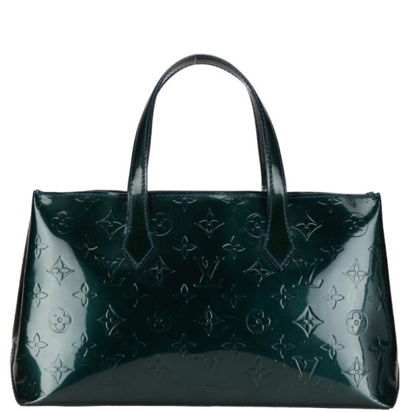 1 0152984 3 Louis Vuitton Monogram Vernis Wilshire PM Handbag M93684 Blue Nuit Green Patent Leather