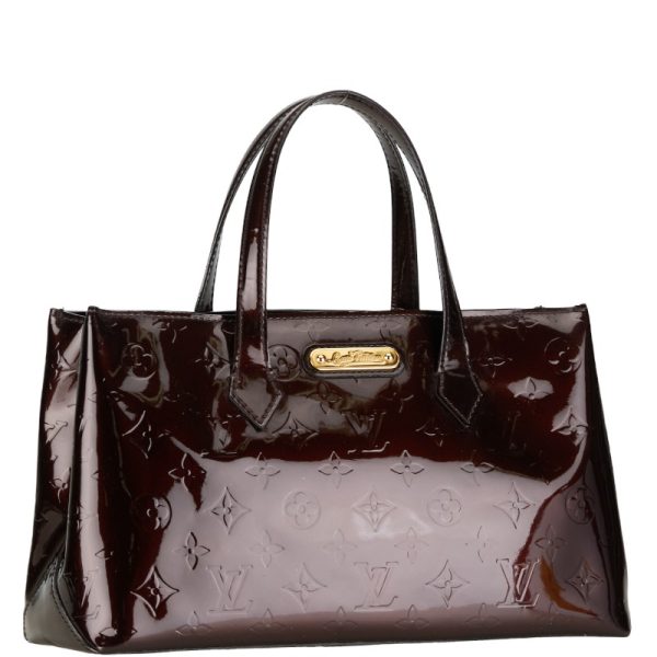 1 0152992 2 Louis Vuitton Monogram Vernis Wilshire PM Handbag M91644 Wine Red Patent Leather