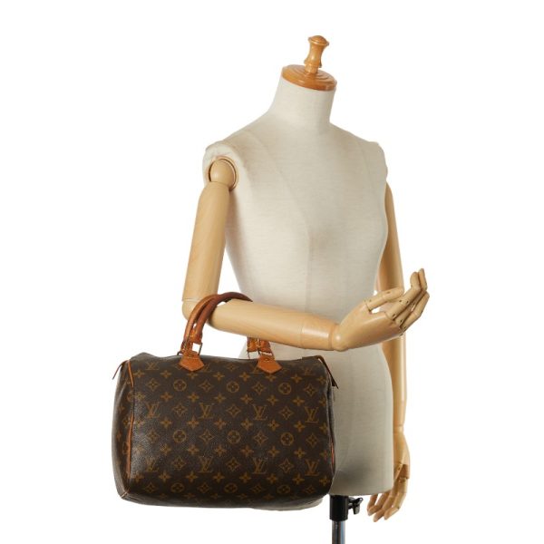 1 0153000 10 Louis Vuitton Monogram Speedy 30 Handbag Brown Leather