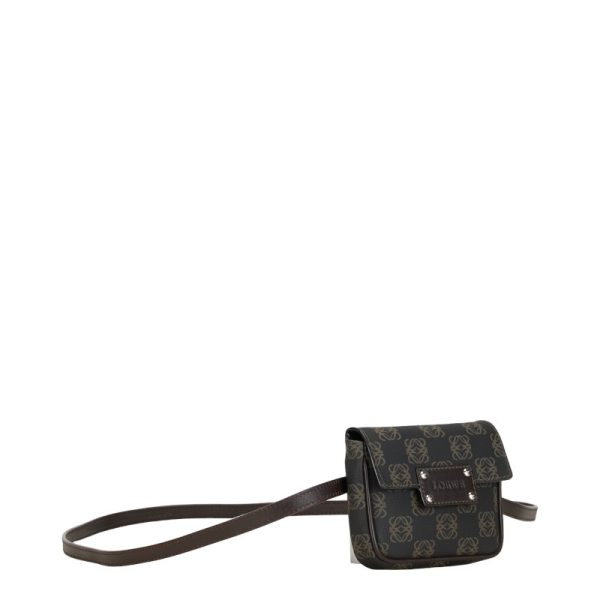 1 0153005 2 LOEWE Anagram Mini Shoulder Bag Black Brown PVC Leather