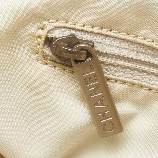 1 0153017 6 CHANEL New Travel Line Handbag Tote Bag Beige Canvas Leather