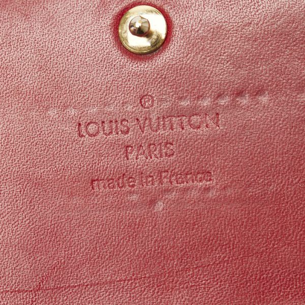 1 0153025 10 Louis Vuitton Vernis Portefeuille Sarah Long Wallet M93530 Red Patent