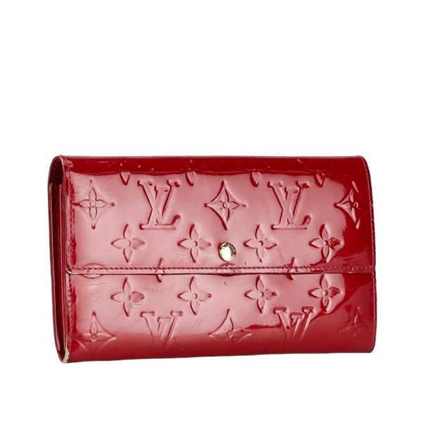 1 0153025 2 Louis Vuitton Vernis Portefeuille Sarah Long Wallet M93530 Red Patent