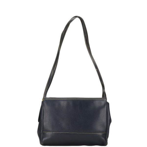 1 0153044 3 LOEWE Anagram Logo Shoulder Bag Navy Leather