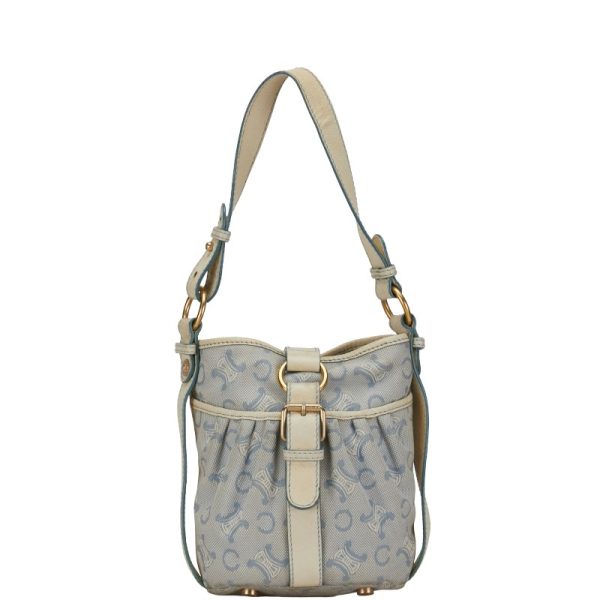 1 0153055 1 Celine C Macadam Handbag Blue Beige Canvas Leather