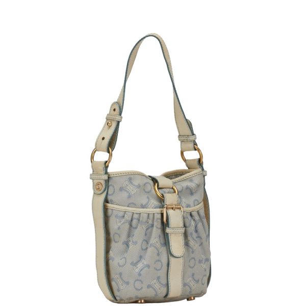 1 0153055 2 Celine C Macadam Handbag Blue Beige Canvas Leather