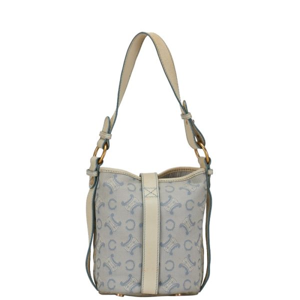 1 0153055 3 Celine C Macadam Handbag Blue Beige Canvas Leather