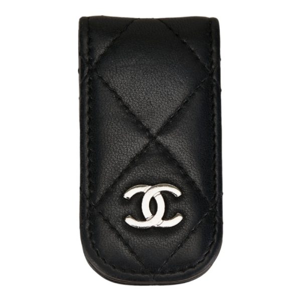 1 0153452 1 CHANEL Cocomark Matelasse Money Clip Black Leather