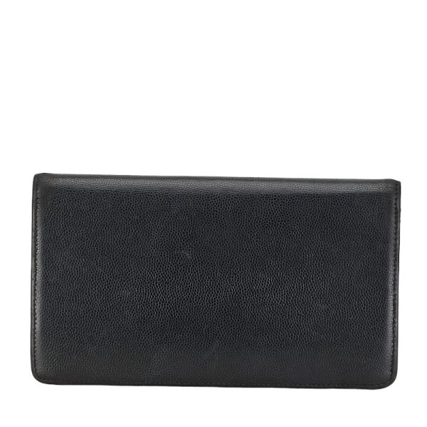 1 0153453 3 CHANEL Cocomark long wallet black leather