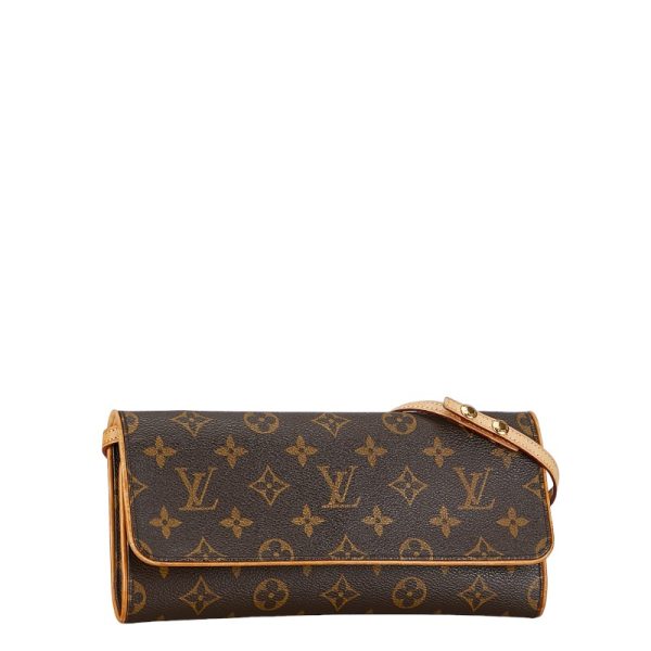 1 0153554 2 Louis Vuitton Monogram Pochette Twin GM M51852 Brown