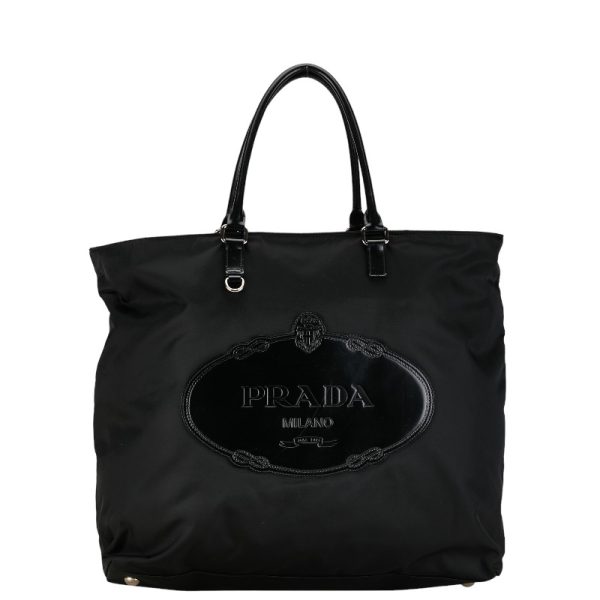 1 0153563 2 Prada Tote Bag Shoulder Bag 2WAY Black Nylon Leather