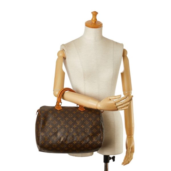 1 0153671 10 Louis Vuitton Monogram Speedy 30 Handbag M41526 Brown PVC Leather