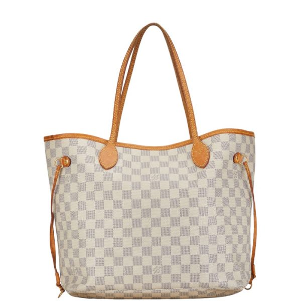 1 0153684 2 Louis Vuitton Damier Azur Neverfull MM Tote Bag Shoulder Bag White