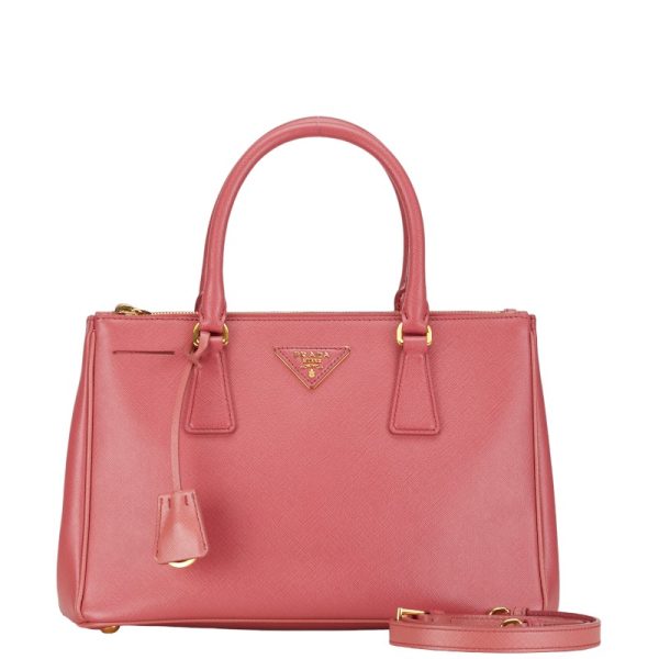 1 0153704 1 Prada Triangle Logo Plate Saffiano Shoulder Bag Pink