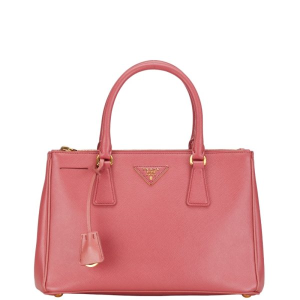 1 0153704 2 Prada Triangle Logo Plate Saffiano Shoulder Bag Pink