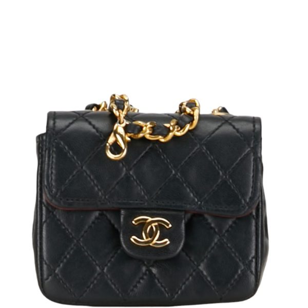 1 0153709 1 CHANEL Mini Matelasse Coco Mark Bag Charm Belt Charm Black