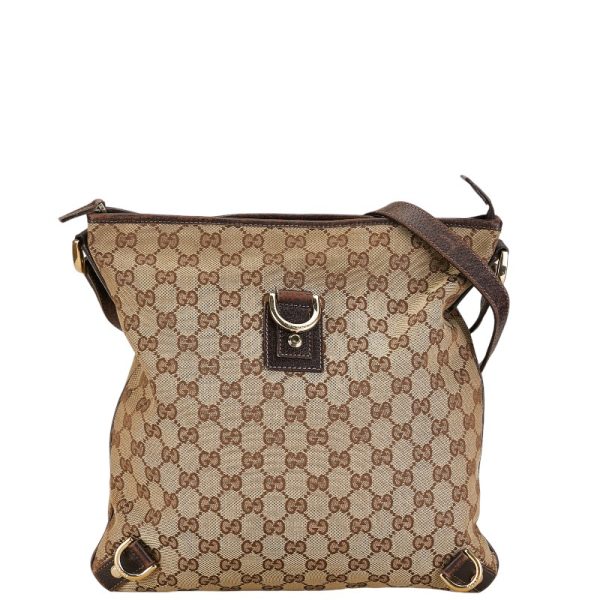 1 0154329 1 Gucci GG Canvas Abby Shoulder Bag Brown Canvas Leather