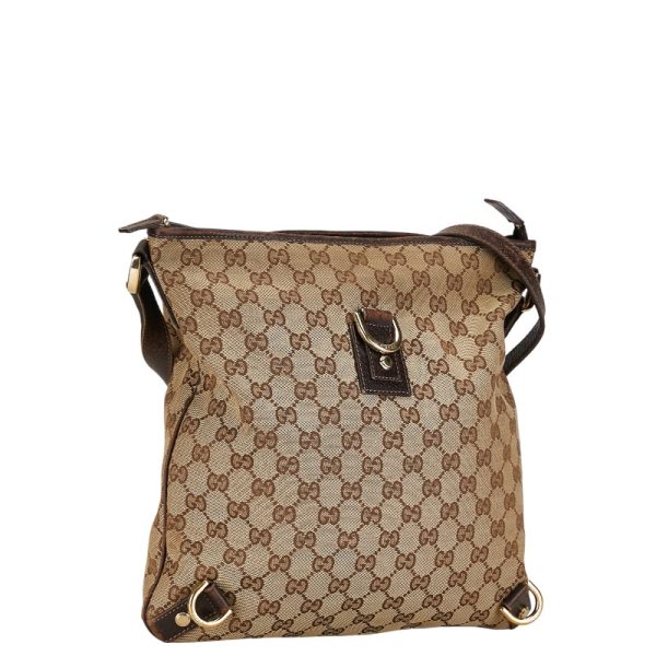 1 0154329 2 Gucci GG Canvas Abby Shoulder Bag Brown Canvas Leather