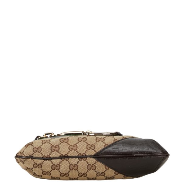 1 0154499 4 Gucci GG Canvas Horsebit Sherry Line Shoulder Bag Brown