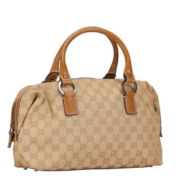 1 0154634 2 Gucci GG canvas handbag mini Boston bag beige canvas leather