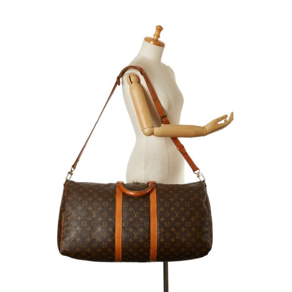 1 0154755 12 Louis Vuitton Monogram Keepall Bandouliere 55 Shoulder Bag Brown