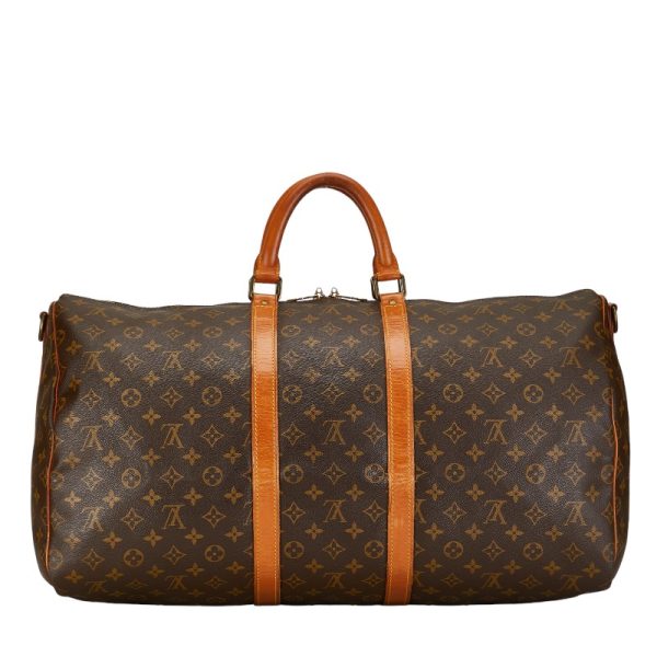 1 0154755 4 Louis Vuitton Monogram Keepall Bandouliere 55 Shoulder Bag Brown