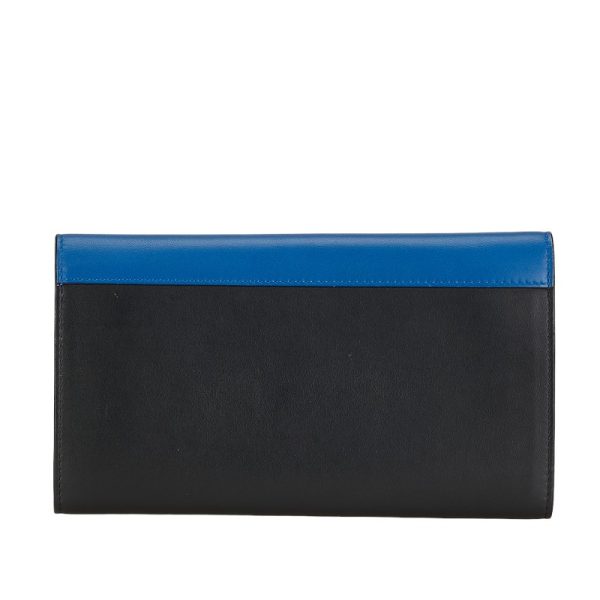 1 0154763 3 Celine Multifunction Trifold Wallet Black Blue White Calf