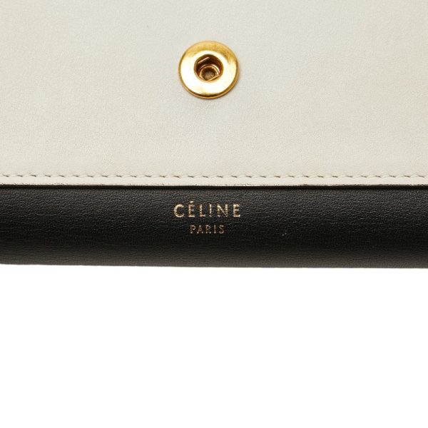 1 0154763 9 Celine Multifunction Trifold Wallet Black Blue White Calf