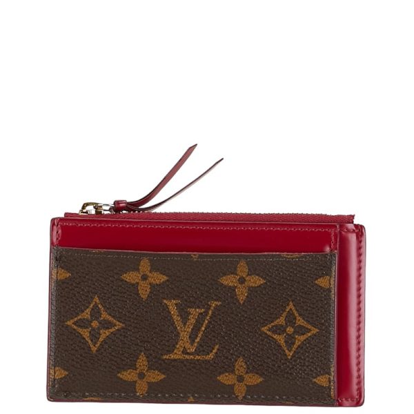 1 0154766 1 Louis Vuitton Monogram Porto Carte Zip Case Coin M67889 Brown Red