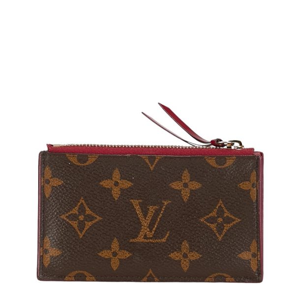 1 0154766 3 Louis Vuitton Monogram Porto Carte Zip Case Coin M67889 Brown Red