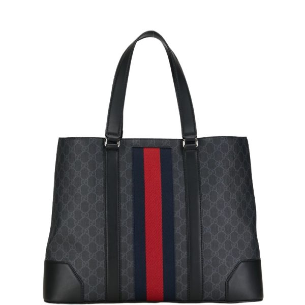 1 0154777 1 Gucci GG Supreme Sherry Line Tote Bag Shoulder Bag Black