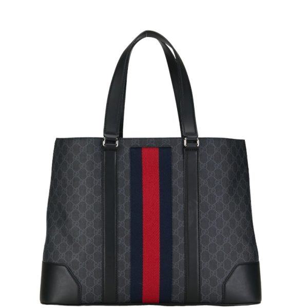 1 0154777 3 Gucci GG Supreme Sherry Line Tote Bag Shoulder Bag Black