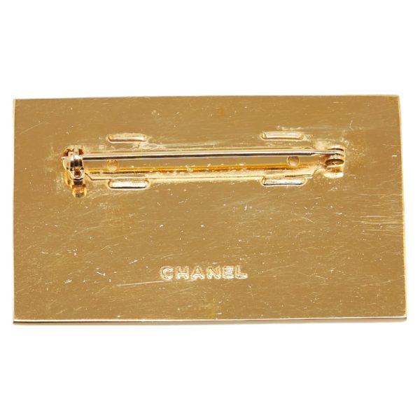 1 0154804 2 CHANEL Vintage Logo Brooch Gold Plated