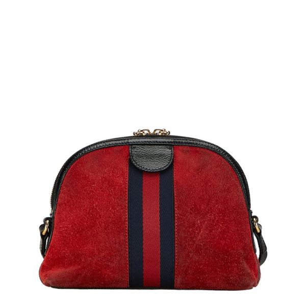 1 0154817 3 Gucci Ophidia Sherry Line Crossbody Shoulder Bag Red Suede