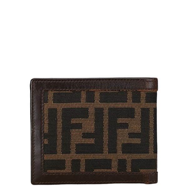 1 0155266 1 Fendi Zucca Bifold Wallet Brown Canvas Leather