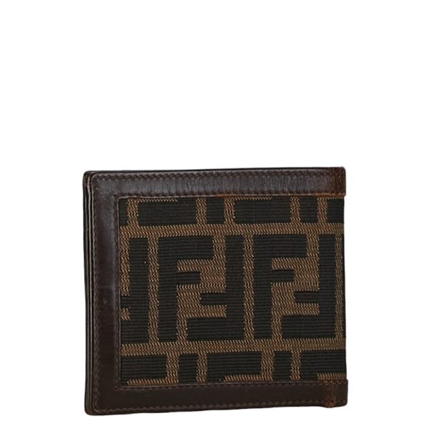 1 0155266 2 Fendi Zucca Bifold Wallet Brown Canvas Leather